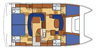 Yacht charter in Croatia - Catamaran Lagoon Power 43 - layout