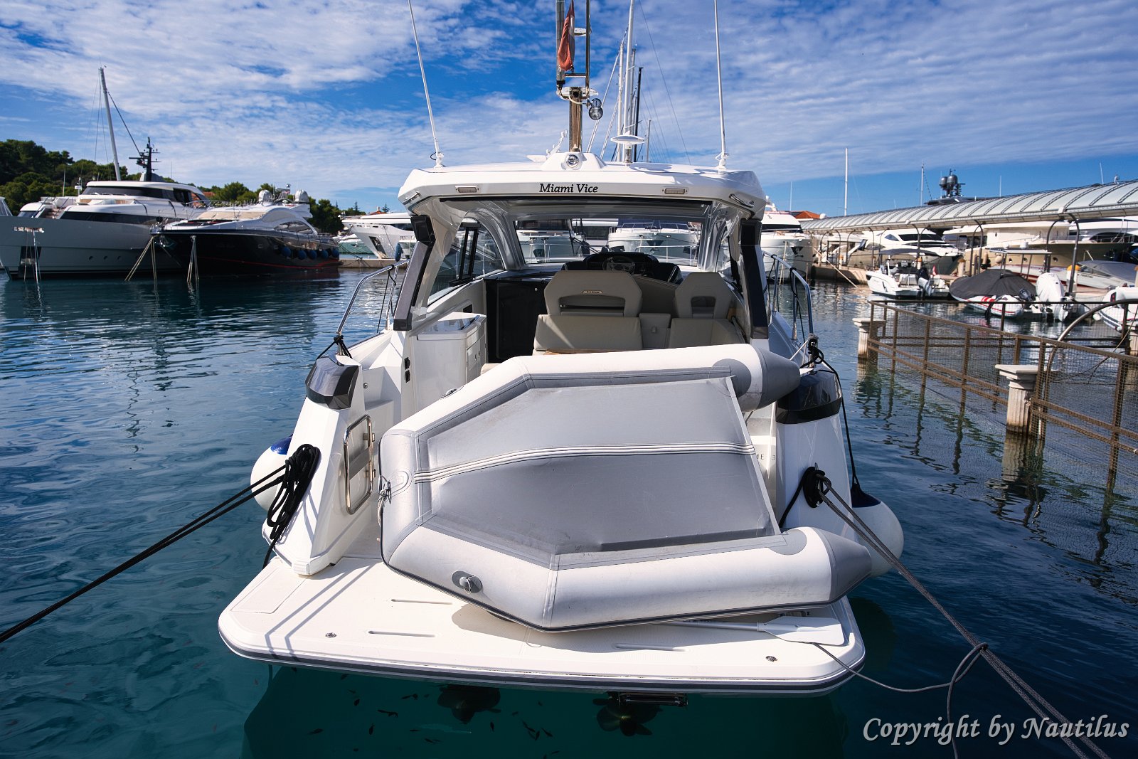 Stern View & Swim Platform Easy access to the crystal clear Adriatic sea from the spacious bathing platform.