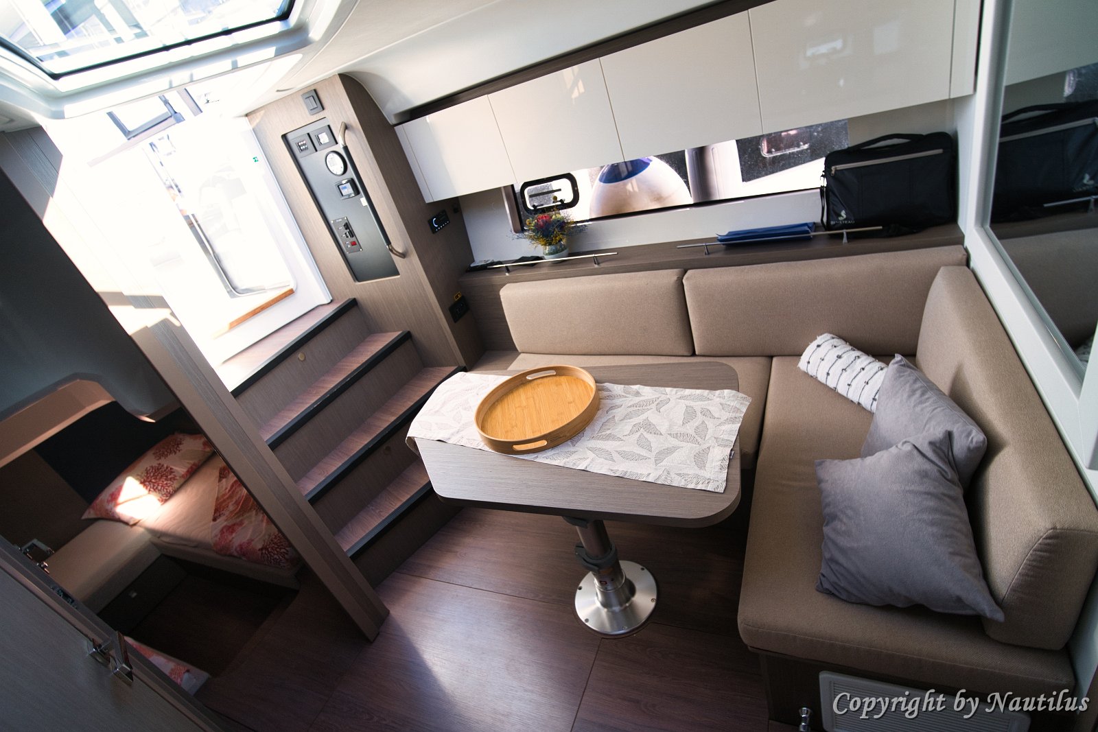 Interior Space - Beneteau Gran Turismo 41 Wide angle view showing the generous volume of the 'Miami Vice' interior.