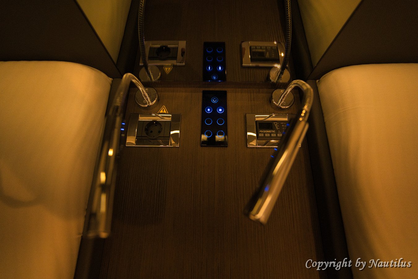 Lighting Details Reading lights and ambient lighting controls conveniently placed at the bedside.