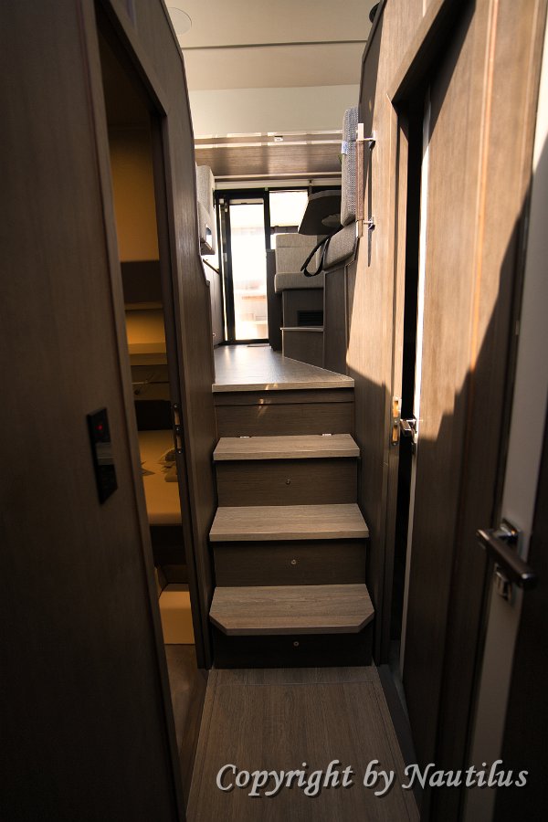 Hallway Corridor connecting the master suite and guest cabins on the lower deck.